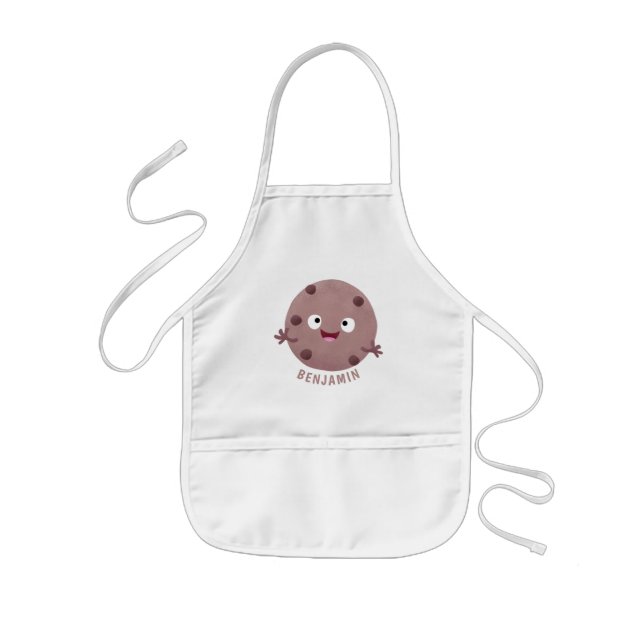 Cute smart chocolate chip cookie cartoon kids apron (Front)