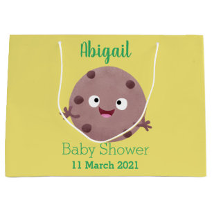 Cute smart chocolate chip cookie cartoon large gift bag
