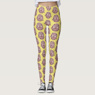Cute smart chocolate chip cookie cartoon leggings