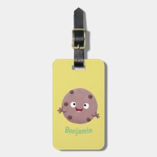 Cute smart chocolate chip cookie cartoon luggage tag