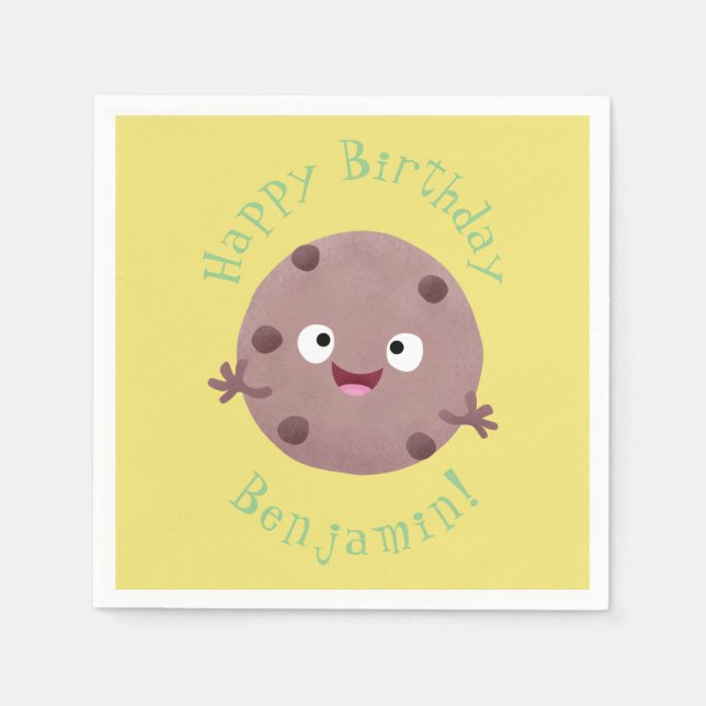 Cute smart chocolate chip cookie cartoon napkin (Front)