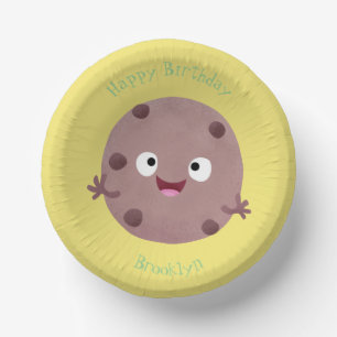 Cute smart chocolate chip cookie cartoon paper plate
