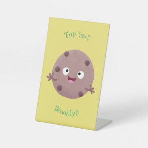 Cute smart chocolate chip cookie cartoon pedestal sign