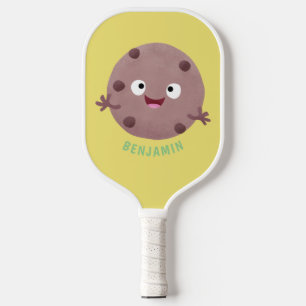 Cute smart chocolate chip cookie cartoon pickleball paddle