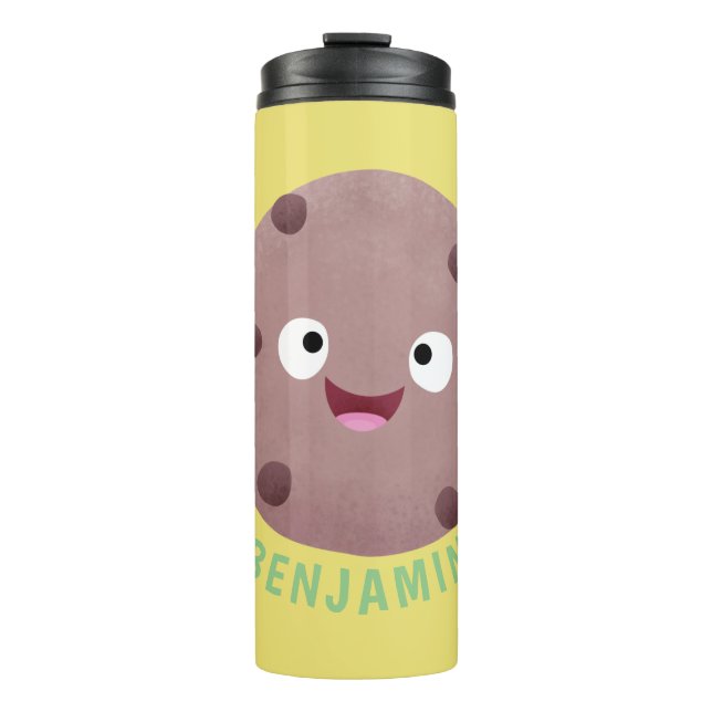 Cute smart chocolate chip cookie cartoon thermal tumbler (Front)