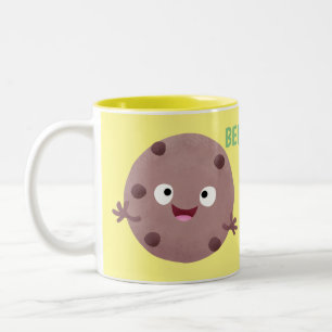 Cute smart chocolate chip cookie cartoon Two-Tone coffee mug