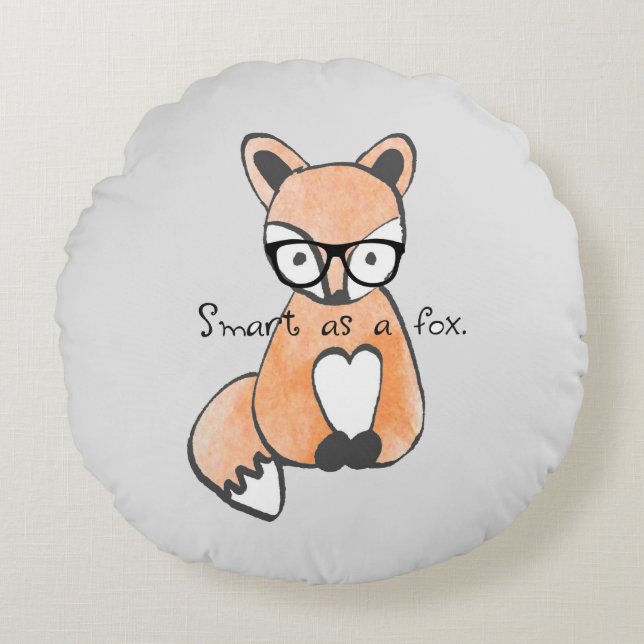 Cute Smart Fox Kids Round Cushion (Front)