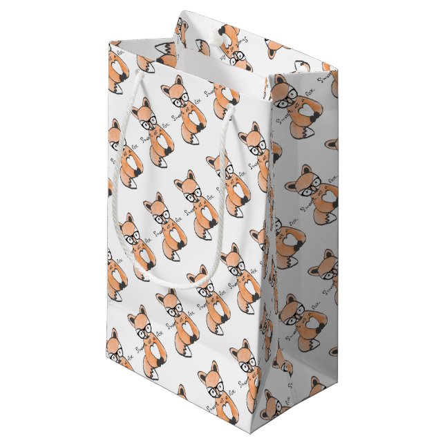 Cute Smart Fox Small Gift Bag (Front Angled)