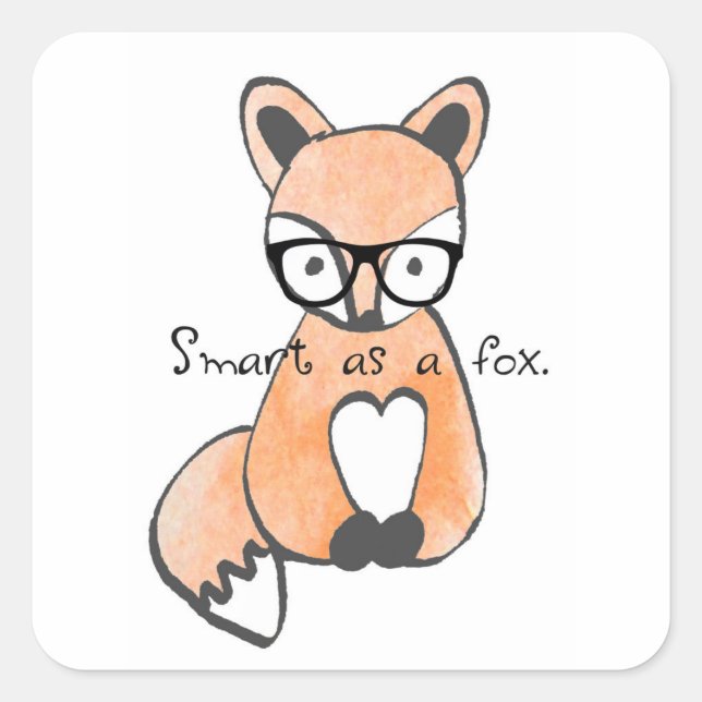 Cute Smart Fox Square Sticker (Front)