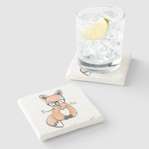 Cute Smart Fox Stone Coaster