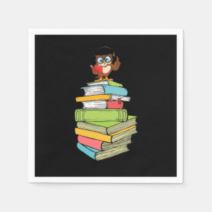 Cute Smart Literature Bookworm Owl Bibliophile Pil Napkin
