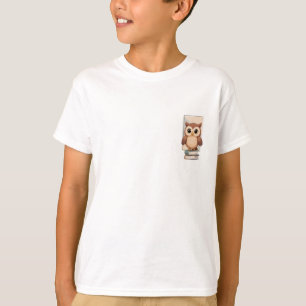 Cute Smart Owl Reading Books Kids T-Shirt