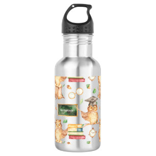 Cute Smart Owl with Chalkboard Kids Name 532 Ml Water Bottle