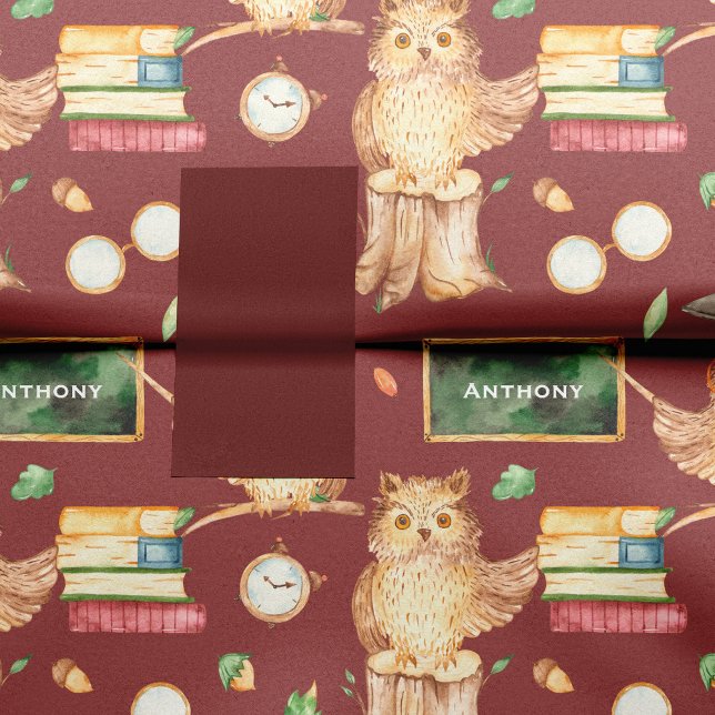 Cute Smart Owl with Chalkboard Kids Name Tissue Paper (Creator Uploaded)