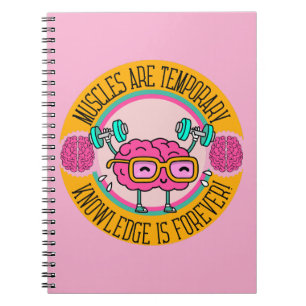Cute Smart Pink Brain Knowledge Is Forever Notebook