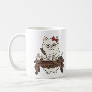 Cute Smart Teacher Writing Calligraphy Coffee Cat Coffee Mug