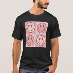 Cute Smile   Chequered Pattern Happy Face Trendy R T-Shirt