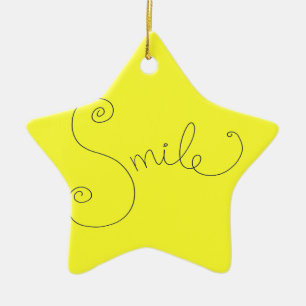 cute smile doodle black white design ceramic tree decoration