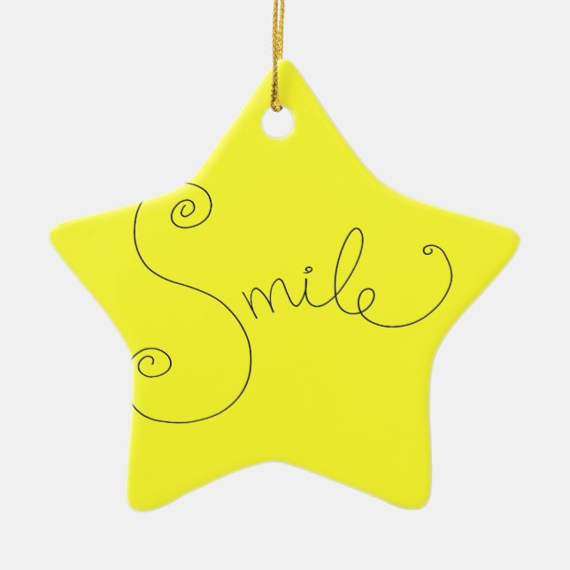 cute smile doodle black white design ceramic tree decoration (Front)