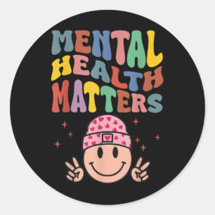 Cute Smile Face Flower Mental Health S Awareness _ Classic Round Sticker