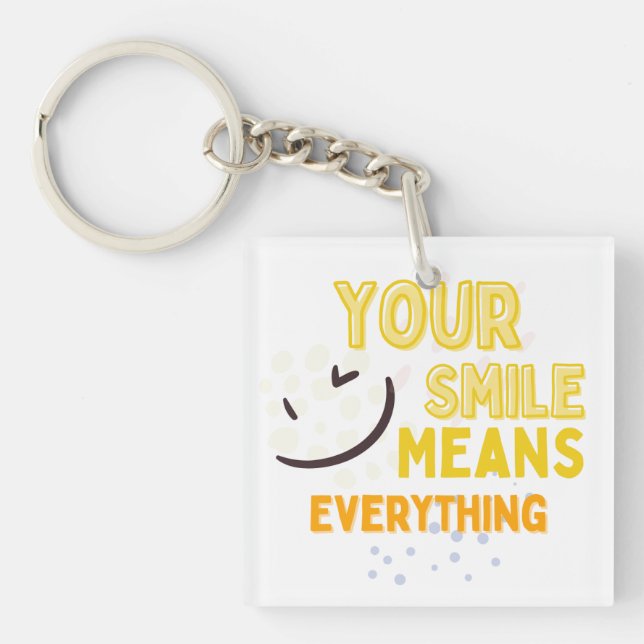 Cute Smile Face & Positive Quote Double-Sided Acry Key Ring (Front)