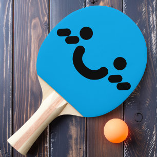 Cute Smiley Face Blue Ping Pong Paddle