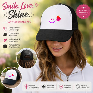 Cute Smiley Face Heart Trucker Hat