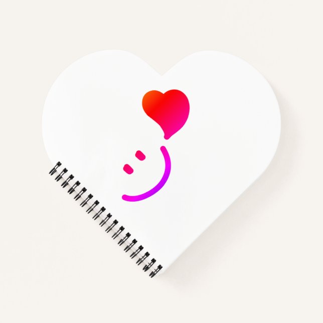 Cute Smiley Face with Heart – Minimalist Happy Vib Notebook (Front)