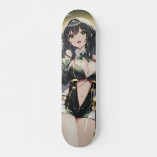 Cute Smiling Anime Girl Skateboard