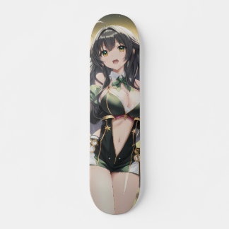 Cute Smiling Anime Girl Skateboard