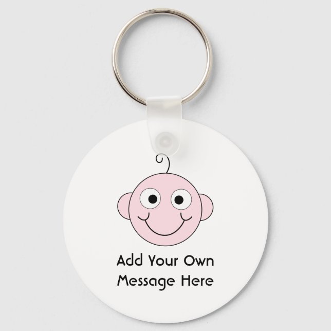 Cute Smiling Baby. Custom Text. Key Ring (Front)