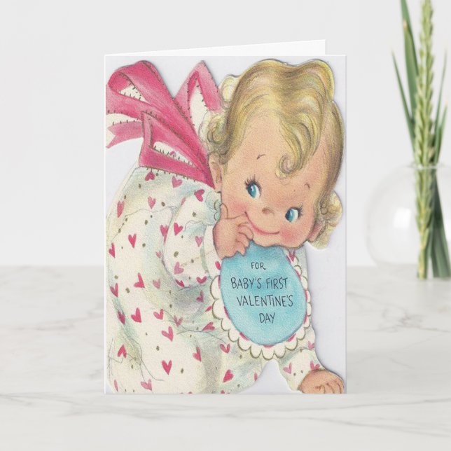 Cute Smiling Baby's First Valentine's Day Card (Front)