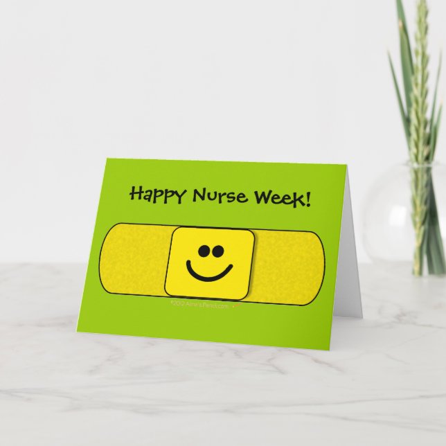 Cute Smiling Bandaid Happy Nurse Week Customisable Thank You Card (Front)