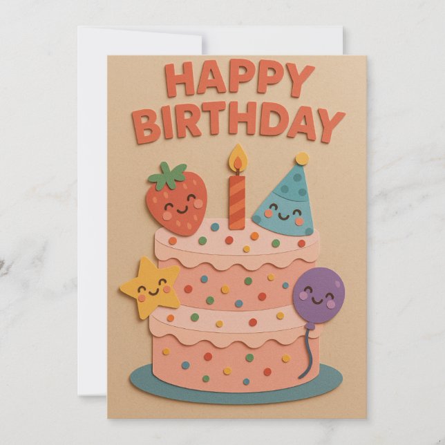 Cute Smiling Birthday Cake (Front)