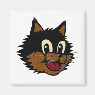 CUTE SMILING BLACK AND BROWN NAUGHTY CAT MAGNET