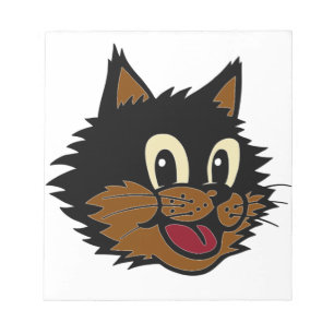 CUTE SMILING BLACK AND BROWN NAUGHTY CAT NOTEPAD