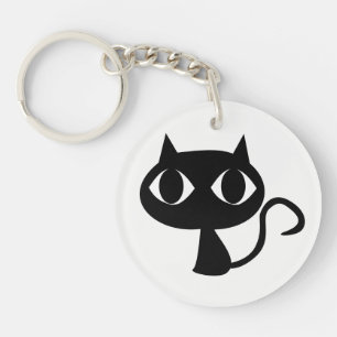 Cute Smiling Black Cat Keychain