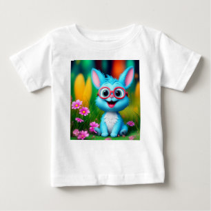 Cute Smiling Blue Bunny Wearing Glasses-567345 Baby T-Shirt