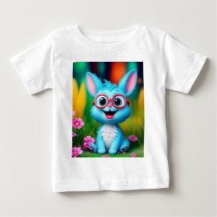 Cute Smiling Blue Bunny Wearing Glasses-567345 Baby T-Shirt