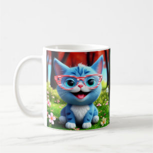 Cute Smiling Blue Kitten-55665 Coffee Mug