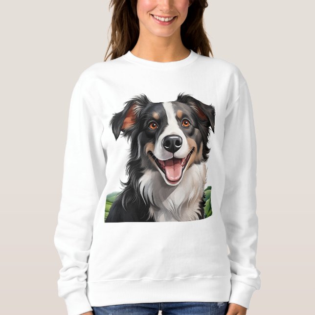 Cute smiling border collie sweatshirt (Front)