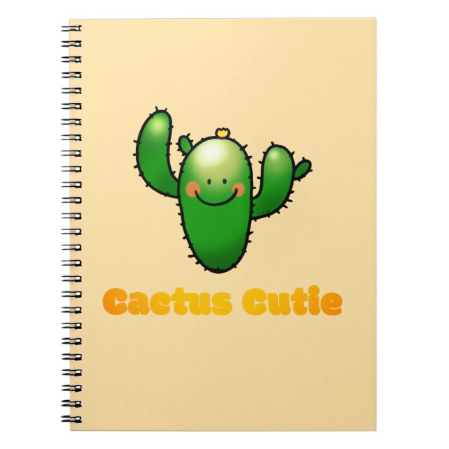 Cute Smiling Cactus Illustration Notebook (Front)
