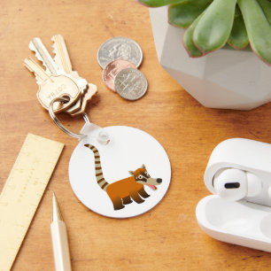 Cute Smiling Cartoon Coatimundi Key Ring