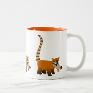 Cute Smiling Cartoon Coatimundi Two-Tone Coffee Mug