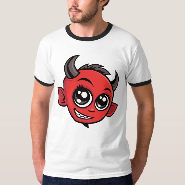 Cute Smiling Cartoon Devil T-Shirt (Front)