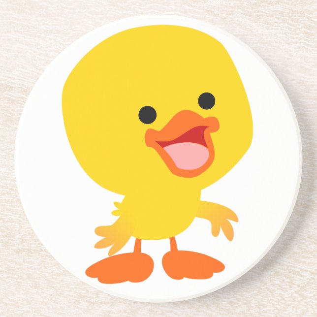 Cute Smiling Cartoon Duckling Coaster (Front)
