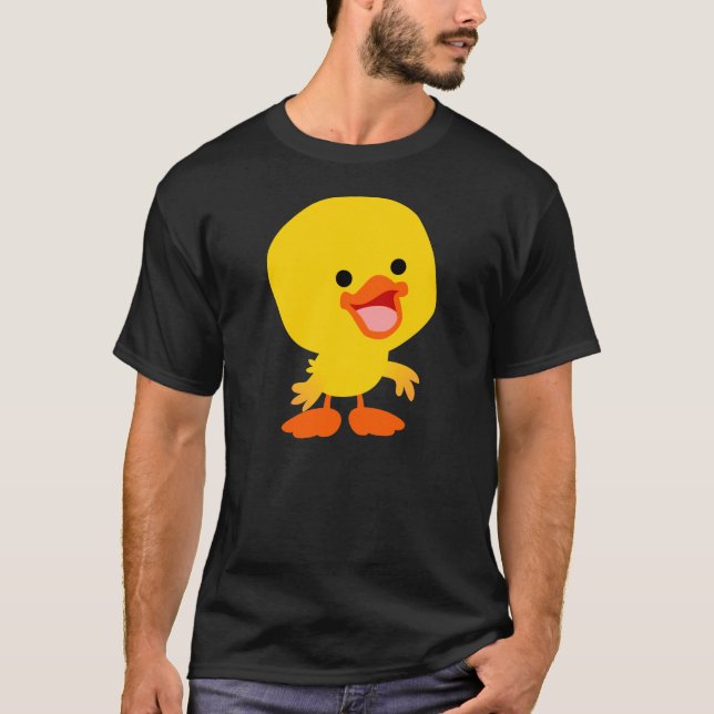 Cute Smiling Cartoon Duckling T-Shirt (Front)