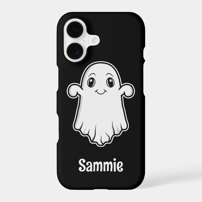 Cute Smiling Cartoon Ghost With Custom Name (Back)
