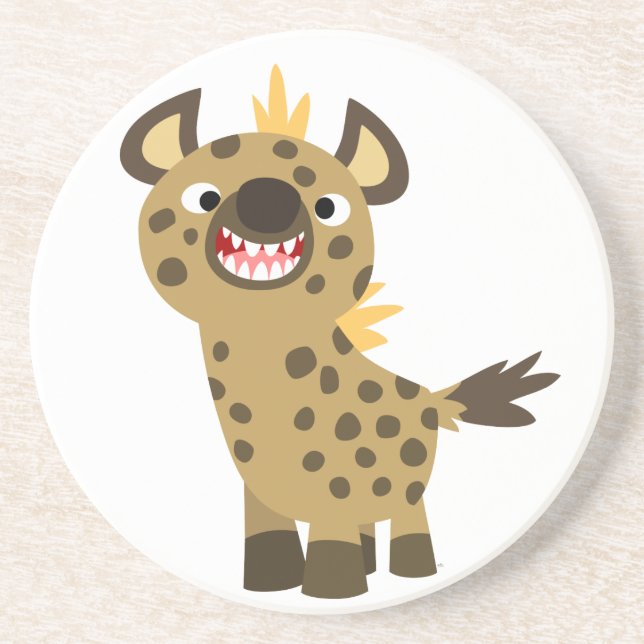 Cute Smiling Cartoon Hyena Coaster (Front)