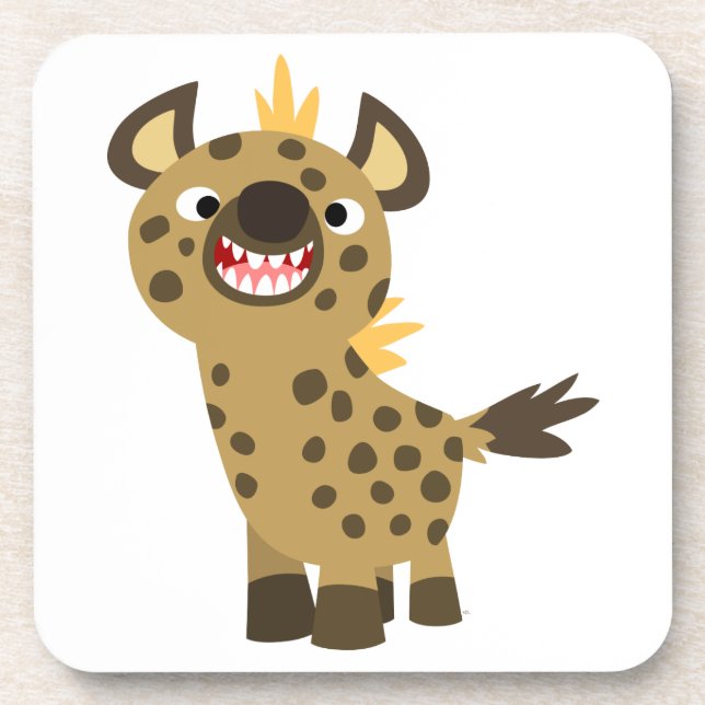 Cute Smiling Cartoon Hyena Coasters Set (Front)